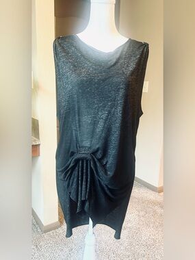 AllSaints Riviera Draped Tunic Top Dark Gray L Oversized Viscose Wool